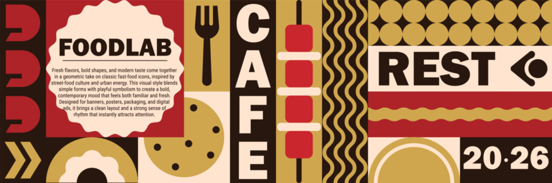 Fast geometric mosaic icon for pattern kebab food and bbq pizza background.