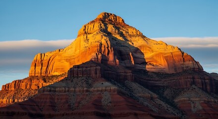 Grand Canyons Majestic Butte at Sunset - A Desert Landscape.