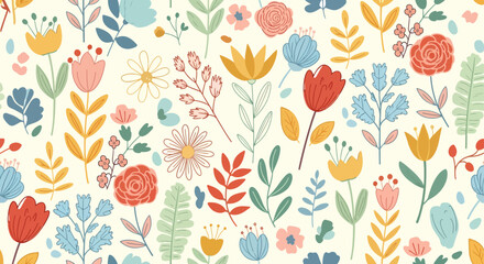 Fototapeta premium Decorative watercolor floral vector background inspired by nature