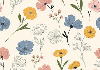 Obraz premium Romantic floral watercolor vector design inspired by spring gardens