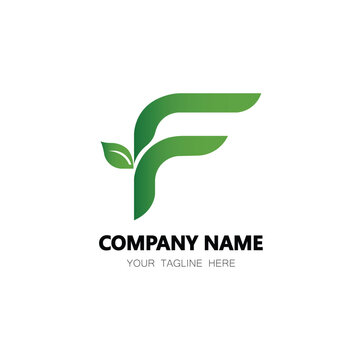 Green Letter F Leaf Logo &ndash; Modern Eco Organic Business Branding Design.