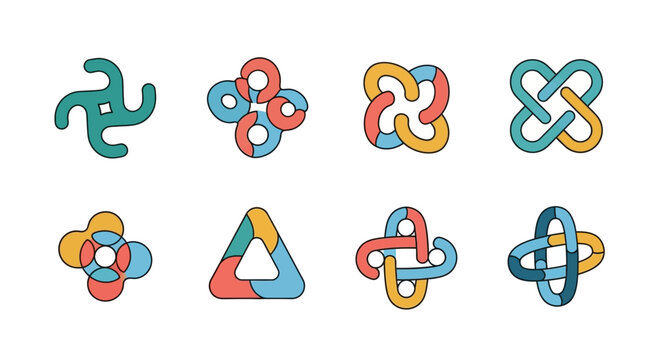 Interlocking Shapes: Geometric Knot Vector Set