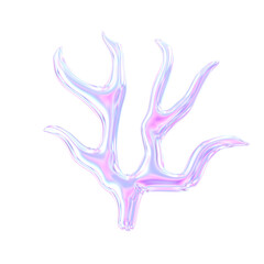 Holographic Iridescent Coral Shape Abstract 3D Render 