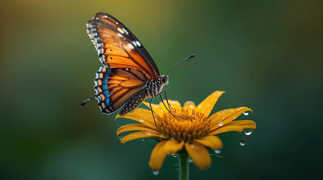 Close-up of Zizinia Otis Butterfly Collecting Nectar on Wildflower