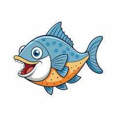 Obraz premium Cartoon shark and fish underwater illustration with ocean wildlife icons