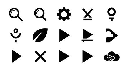 Vector icons set. Minimalist glyph symbols collection