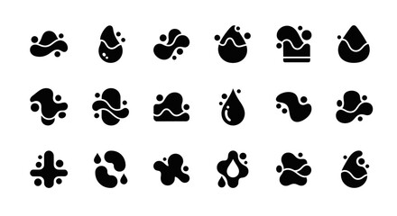 Fototapeta premium Water Drop Icon Set, Liquid Shapes