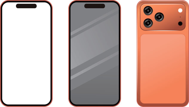 新型 スマートフォン オレンジ 表 裏 iphone 17 PRO モックアップ