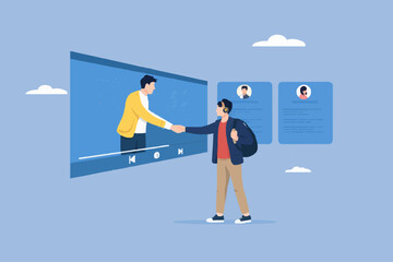 Fototapeta premium Online Meeting With People