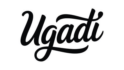 ugadi festival elegant handwritten calligraphy typography design isolated on clean minimal background for greeting and celebration © VectAmaze