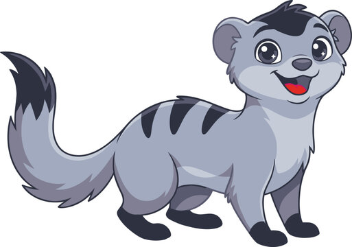 Cute cartoon mongoose character illustration vector
