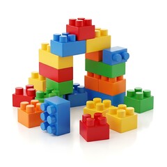 Obraz premium Colorful Plastic Building Blocks - A Creative and Educational Toy for Children.