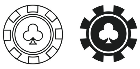 Casino poker chip gambling icon set vector icon set editable stroke outline symbol design collection isolated graphic element modern minimal style interface concept vector icon set editable stroke out