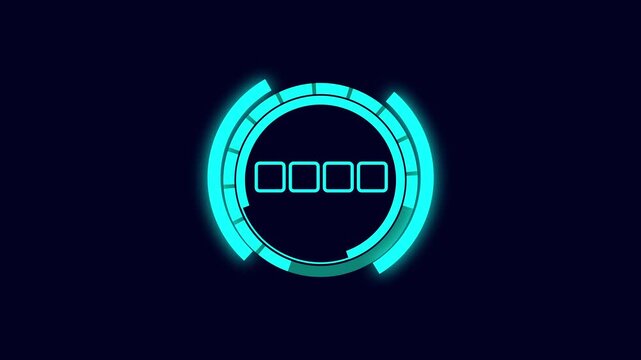 Futuristic Cyan Digital Interface with Four Square Input Boxes and Circular Frame technology animated