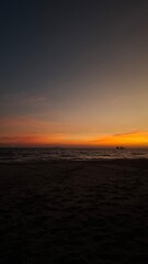 Dramatic Sunset Over the Sea with Colorful Sky and Silhouette Beach Landscape