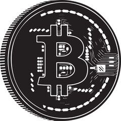 Bitcoin cryptocurrency coin with circuit board design and digital currency symbol