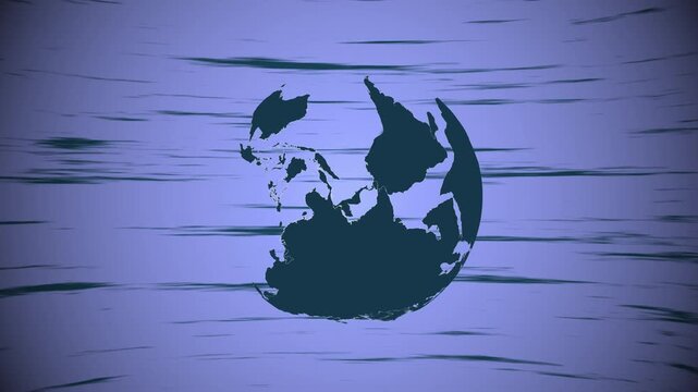 Dark Blue Silhouette of the Earth Against a Streaky Blue animated Background globe planet