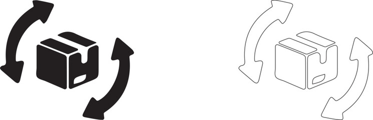 Reverse logistics vector icon. Return parcel symbol. Circular economy concept.