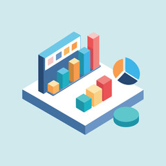 isometric data analytics business vector of illustration