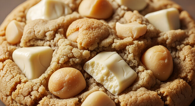 Delicious macadamia nut cookie with white chocolate chunks