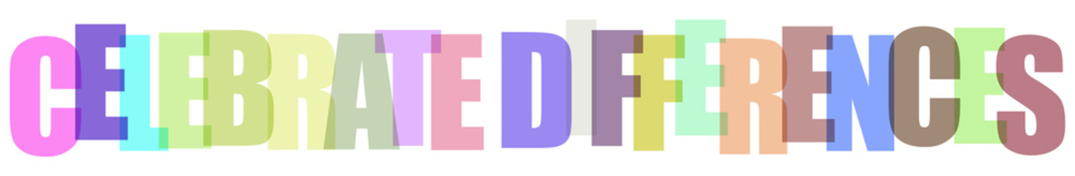 Colorful block letters spelling celebrate differences on black background colorful letters