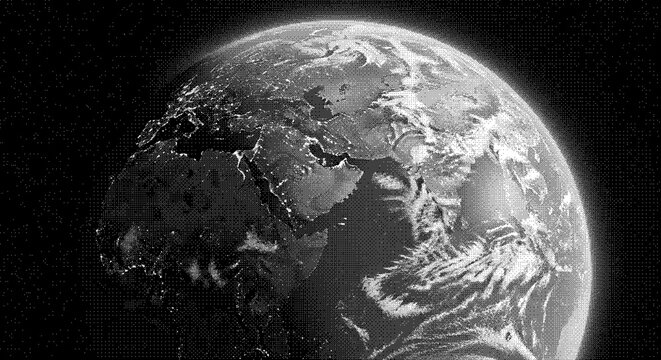 Planet Earth Halftone Abstract View dither