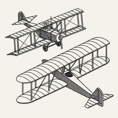 Vintage biplanes in flight vintage airplanes aircraft © kkk