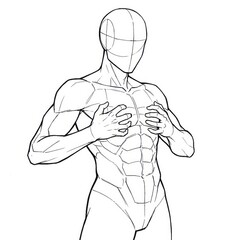 Ink sketch of man forcefully unbuttoning shirt isolated on white.