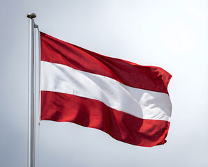 Austria National Flag Waving in Soft Daylight Sky