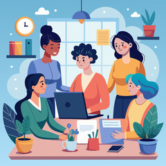 young woman. Female coworkers engaging in a productive discussion at the office