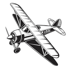 Black and white vintage biplane aircraft with numbers on side © dddd