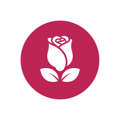 Fototapeta premium Rose Icon in Minimalist Style with Soft Pink Color on Circular Background for Branding