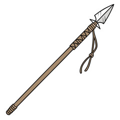 Prehistoric spear with stone tip and leather wrapping 1