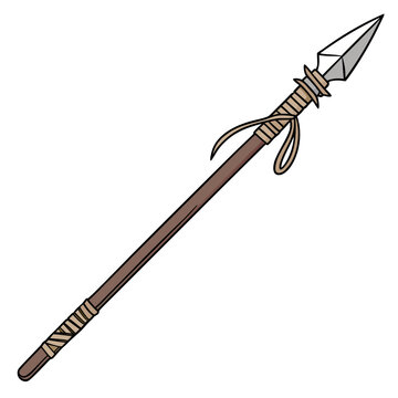 Prehistoric spear with stone tip and wrapped handle 2