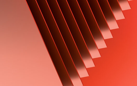 Abstract Coral Red Layered Geometric Panels with Soft Gradient Lighting