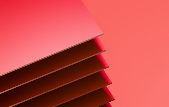 Modern Minimal 3D Red Overlapping Rectangular Shapes Background