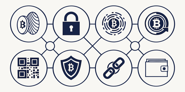 Collection of various icons representing different security and privacy features. Vector