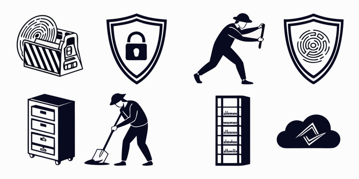 Variety of security and protection related icons and symbols Vector