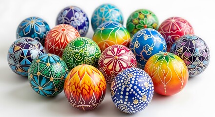 Fototapeta premium Vibrant easter eggs decorated for easter day with traditional patterns and colors