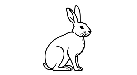 Obraz premium Simple black and white line art drawing of a rabbit.