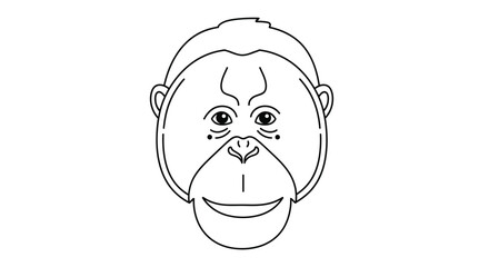 Orangutan face line art illustration. © Haroh