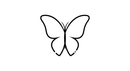 Simple elegant butterfly outline drawing on white background. © Haroh
