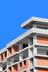 Building construction site work and sky