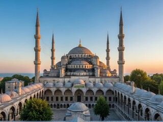 Fototapeta premium Sunset at the blue mosque