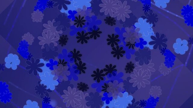 Abstract Blue Floral Pattern Animation Loop.