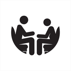 therapist and client vector silhouette line art logo design illustration
