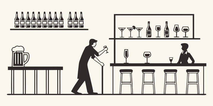 A chef is preparing a meal in a professional kitchen with various ingredients and utensils. Vector