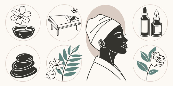 A diverse collection of hats and headwear displayed in a circular arrangement Vector