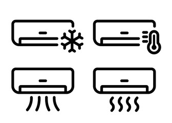 AC technology modern set. Air conditioning icon collection. Isolated on transparent background, flat vector illustration. 