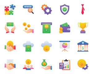Gradient color icons set for Business